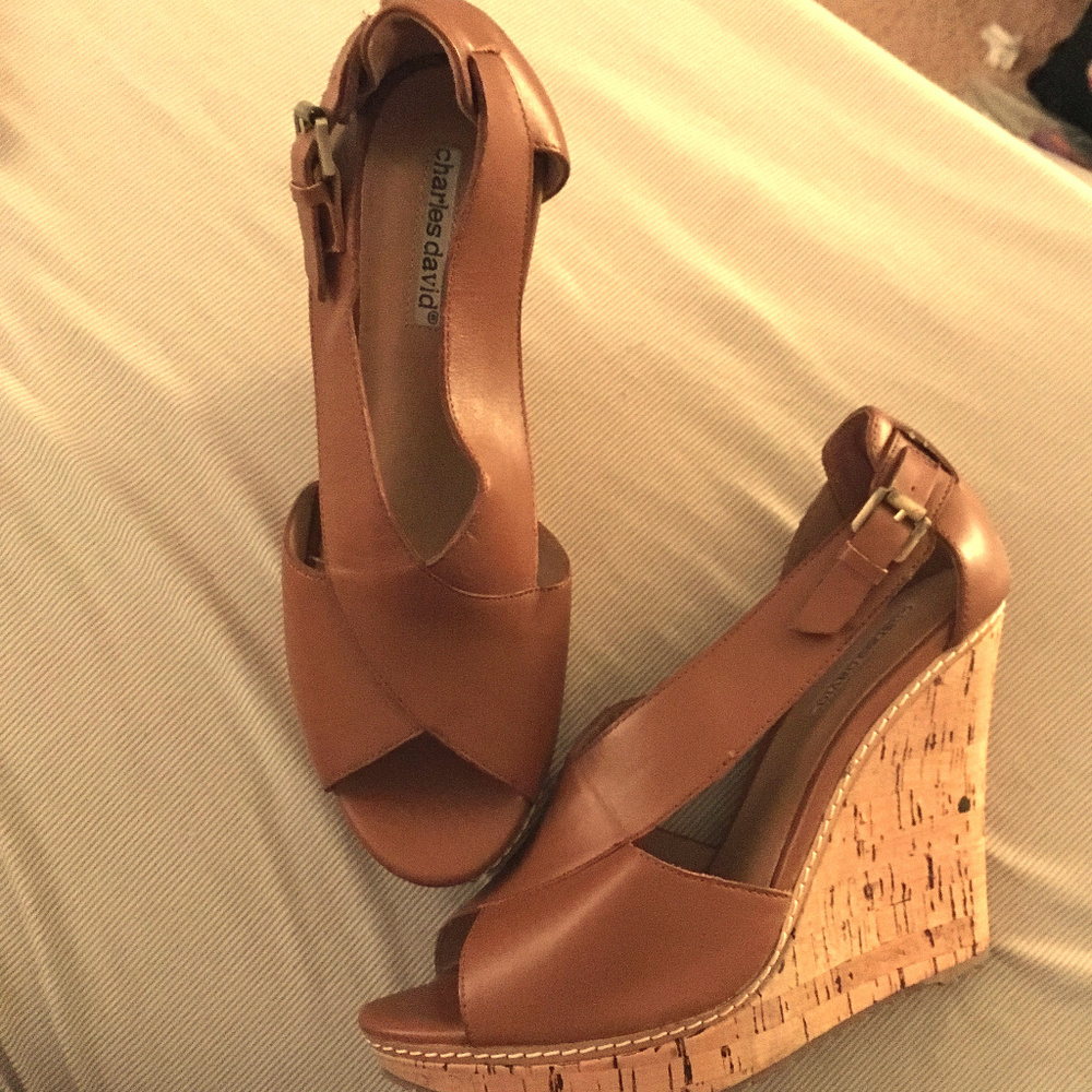 brand new Charles David tan wedges
